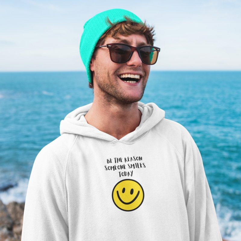 Be The Reason Someone Smiles Today White Unisex Hoodie