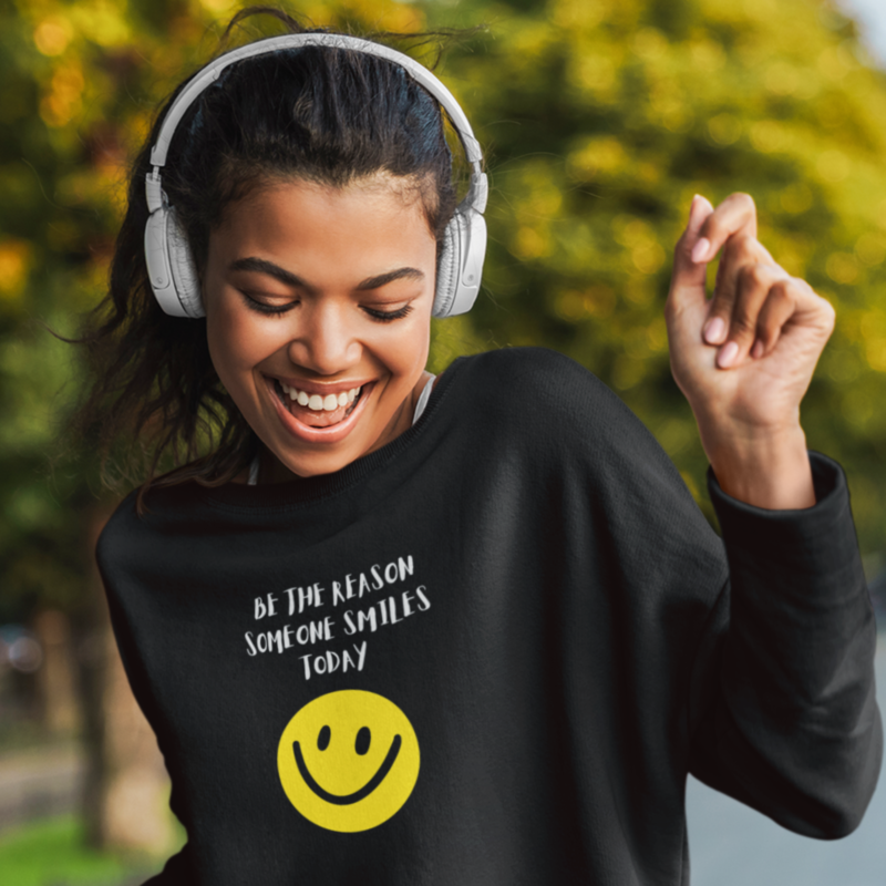 crop sweatshirt be the reason someone smiles today uplifting inspiring