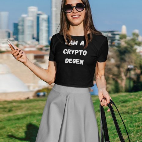 Crypto Degen – Women's Black Organic Crop Top