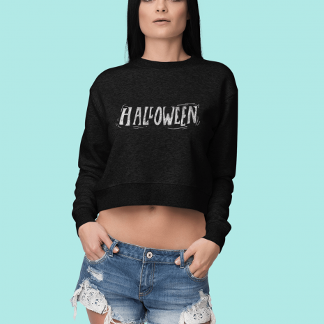 Halloween Womens Black Crop Sweatshirt