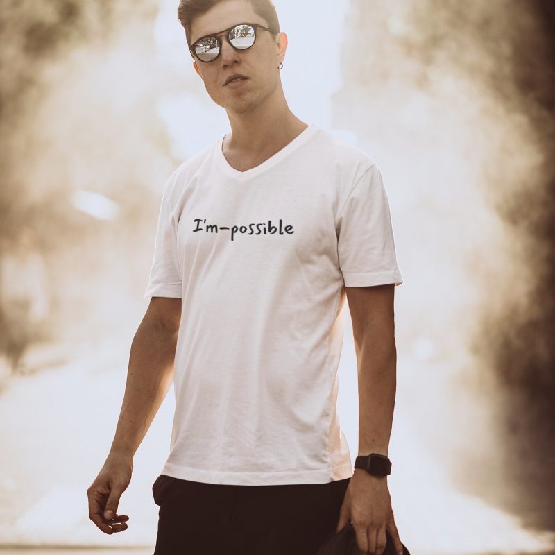 I'm Possible- Men's White V-Neck T-shirt