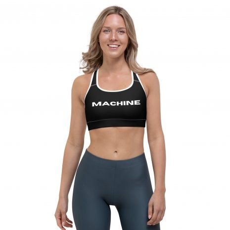 Motivational Woman's Black Sports Bra- Machine (4)