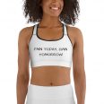 Motivational Woman's White Sports Bra - Pain Today Gain Tommorrow (4)