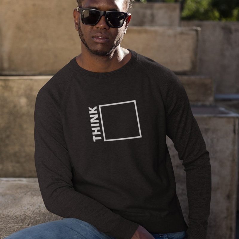 Think Outside The Box- Men's Black Long Sleeve Fitted T-shirt