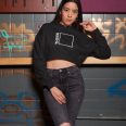 Think Outside The Box Motivational Womens Black Crop Hoodie