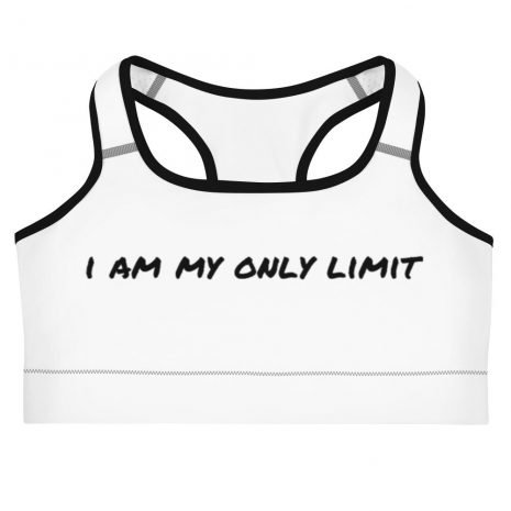 I Am My Only Limit White Sports Bra