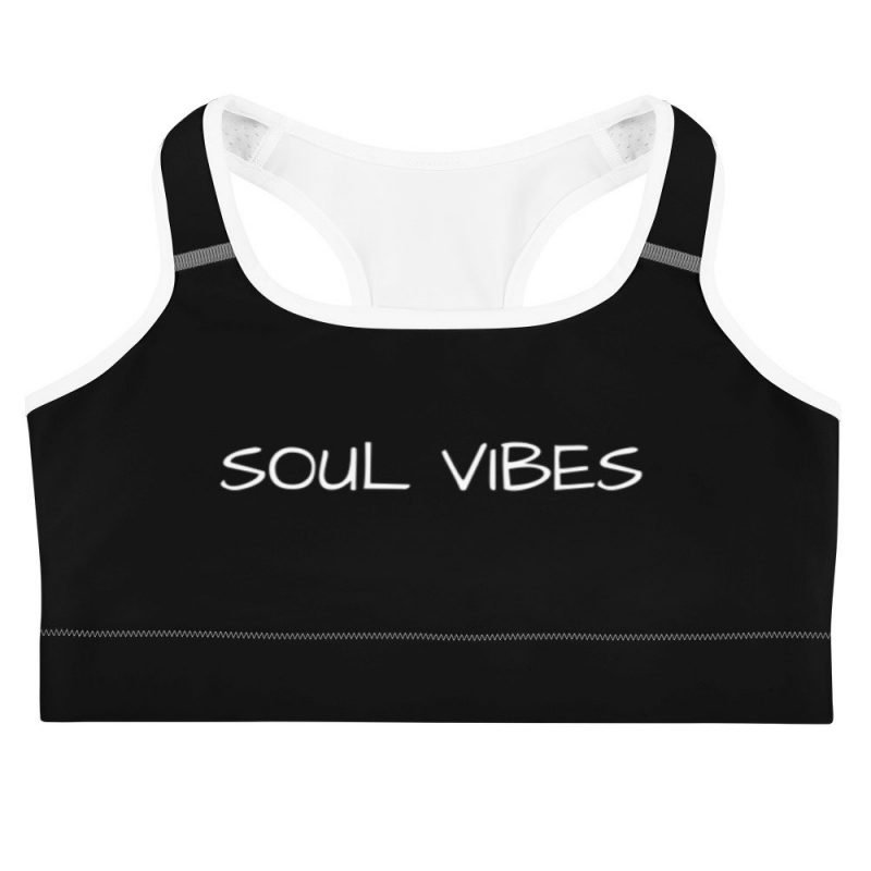 Soul Vibes Inspirational Black Sports Bra