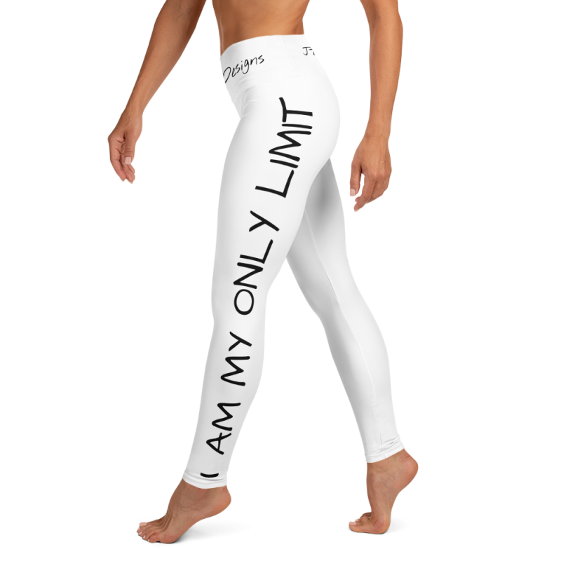 Motivational White Yoga Leggings For Women - I am my only limit
