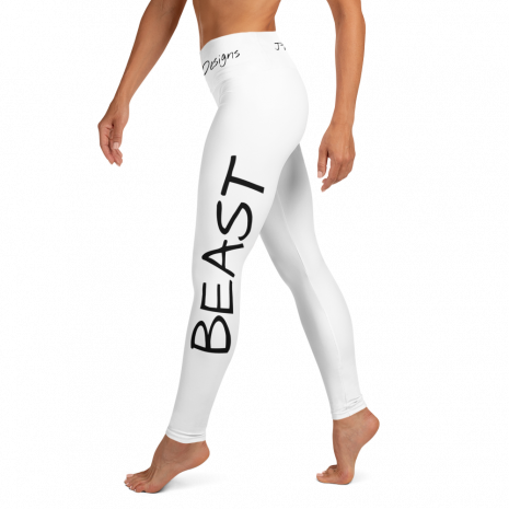 Motivational White Yoga Leggings For Women - Beast