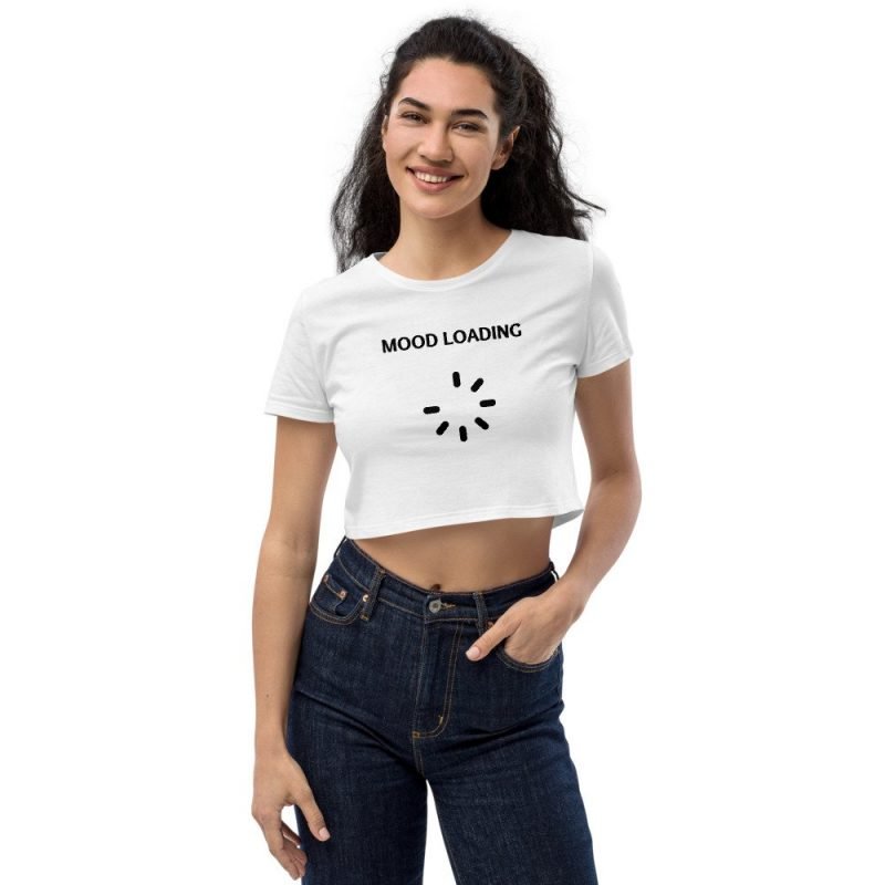 mood loading inspirational womens white crop top