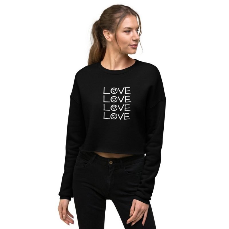 love valentines day love inspirational womens black crop sweatshirt