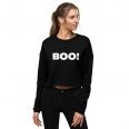 Boo halloween womens black crop sweatshirt