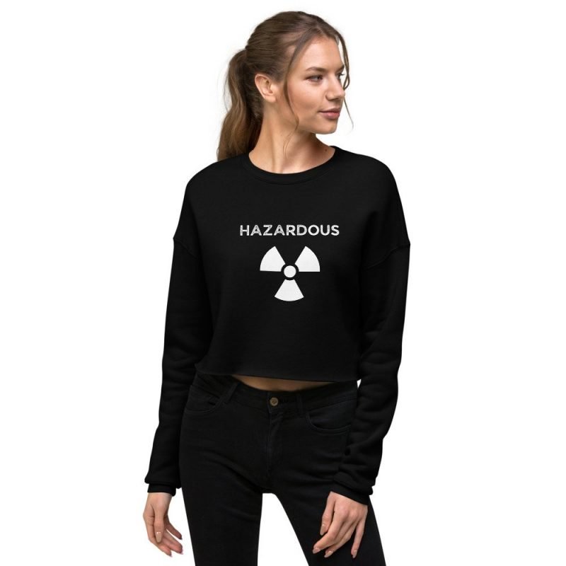 hazardous womens black crop sweatshirt
